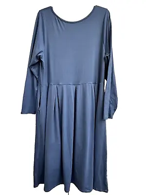 New Women's Blue Dress Plus Size 1X Fit And Flare Long Sleeve Midi New • $25