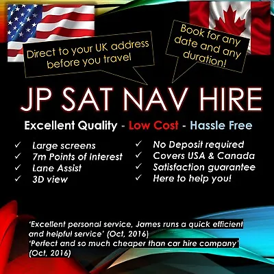 Sat Nav GPS Hire Rental USA Canada Florida Latest Map Great Service Up To 14 Day • £20.99
