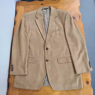Ralph Lauren Mens 40L Brown Faux Suede Leather Blazer Jacket Sport Coat • $45.99