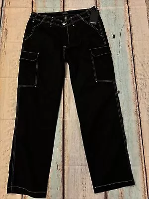 New True Religion Men's Black Cargo Pants Stitched Men's 34x32 • $89.99