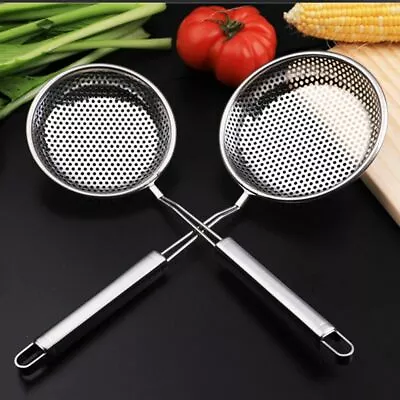 £6.57 • Buy Stainless Steel Sieve Mesh Strainer Ladle Skimmer Filter Spoon Cooking Tools UK