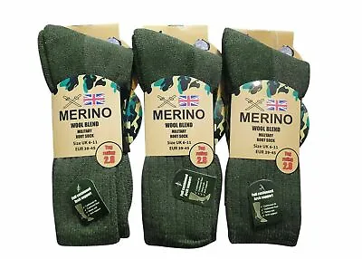 £4.50 • Buy 2/6 Pairs Men's Merino Wool Blend Military Work Boot Thermal Winter Sock Tog 2.8