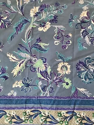 Vintage California Hand Print Tablecloth Purple Brushstroke Floral 82”x57” • $32.90