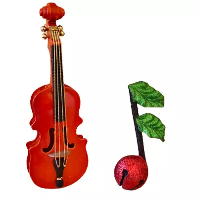 Christmas Ornaments Bass Instrument With Strnigs + Musical Glitter Note • $14.99