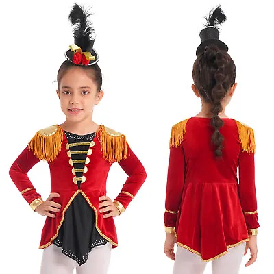 US Kid Girl Ringmaster Circus Costume Tassel Dress Leotard Halloween Performance • $7.98