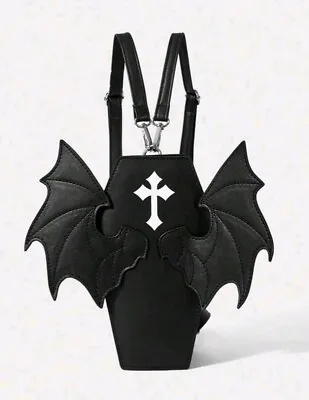 £19.99 • Buy Coffin Wings Shoulder Bag Faux Leather Small Bag Goth Vampire Emo 🇬🇧 Halloween