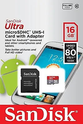 SanDisk 16GB 16G Ultra Micro SD HC Class 10 Memory Card For GoPro Hero3 MicroSD • $8.99