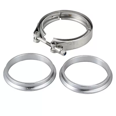 3'' Inch 76mm Stainless Steel V-Band Clamps & Flat Flange Kit Exhaust Pipe • £13.45