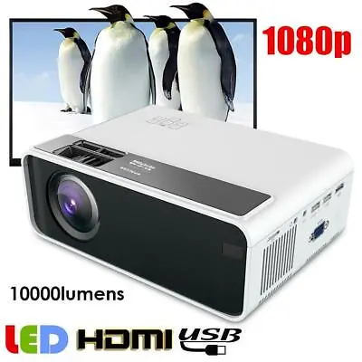 £72.12 • Buy 10000Lumens 4K 3D HD 1080P Smart LED LCD Projector Mini  USB VGA Multimedia