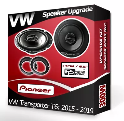 VW Transporter T6 Front Door Speakers Pioneer Car Speakers + Adapter Rings 300W • $159.75