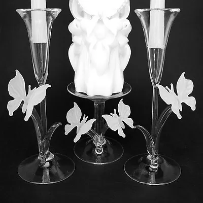 Butterfly Unity Taper Candle Holder Set Of Blown Glass • $332.50