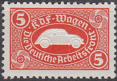 Stamp Germany Revenue WWII 3rd Reich VW Emblem War Era KDF Volkswagen Red MNG • $129.95