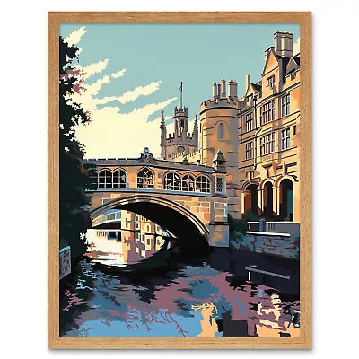 Bridge Of Sighs Cambridge University On Cam River Framed Wall Art Print 9X7 In • £15.99