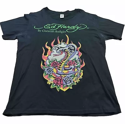 Ed Hardy By Christian Audigier Snake Cobra T-Shirt Size Large W/Rhinestones • $29.95