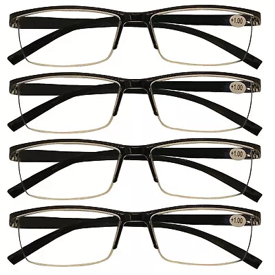 4 Packs Mens Rectangle Half Frame Reading Glasses Blue Light Blocking Readers  • $12.99