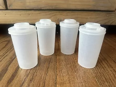 Vtg Tupperware Salt Pepper Spice Shakers USA 102-22 102-20 Clear Plastic (4) • $12