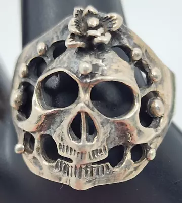 Vintage Biker Gothic Harley Skull Sterling Silver 925 Mens Ring Size 12.5 • $64.95