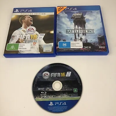 PS4 Games Bundle X3 Star Wars Battlefront + FIFA 18 Ronaldo Edition + FIFA 16 • $19.95