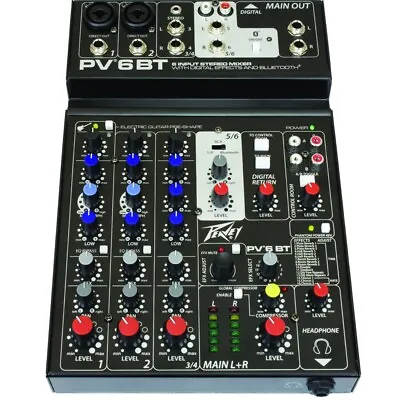 Peavey PV 6 BT Stereo Live Sound Audio Recording Studio Mixer With Bluetooth • $199.99