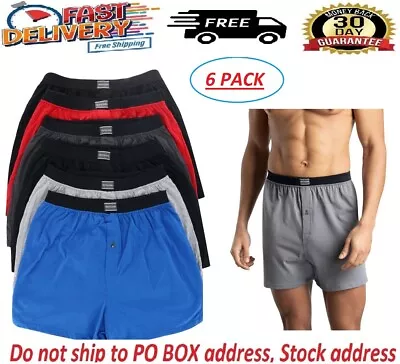 6 Pack Fruit Of The Loom Men's Assorted Knit Boxers Soft Knit Fabric Sizes S-3XL • $26.97