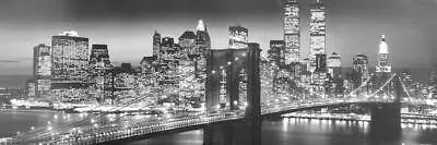 New York City Poster 12x36 Manhattan Twin Towers Brooklyn Bridge Panoramic New • $14.95