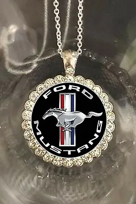 Ford Mustang Pretty Rhinestones Silver Necklace Beautiful Gift Fast Shipping • $21.99