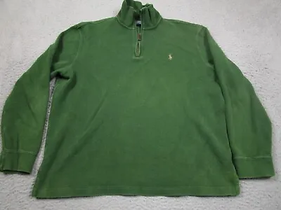 Polo Ralph Lauren Sweater Mens XL Green 1/4 Zip Cotton Pullover Long Sleeve • $17.97