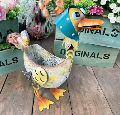 Duck Garden Ornament Bird Sculpture Planter Pot Flower Basket Bird Animal Statue • £14.87