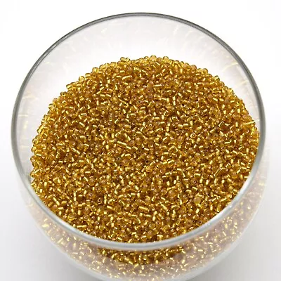 30gram  11/0 2mm Round Yellow Gold Glass Seed Beads 0.8mm Hole • $5.25