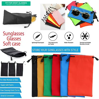 £1.02 • Buy 5x Sunglasses Soft Drawstring Case Pouch Portable Glasses Protector Pocket Bag 