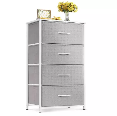 New 4 Drawer Chest Dresser Clothes Storage Bedroom Furniture Cabinet Light Grey • $73.97