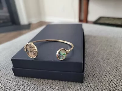 Vintage Gold Tone Cuff Bracelet Abalone Shell Cuff Bangle Bracelet • $9.99