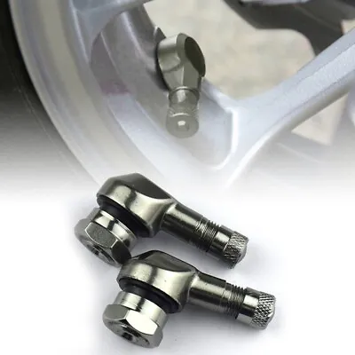 2X CNC Motorcycle 90 Degree Angle Wheel Tire Stem Tubeless Valve Aluminum Set • $8.09