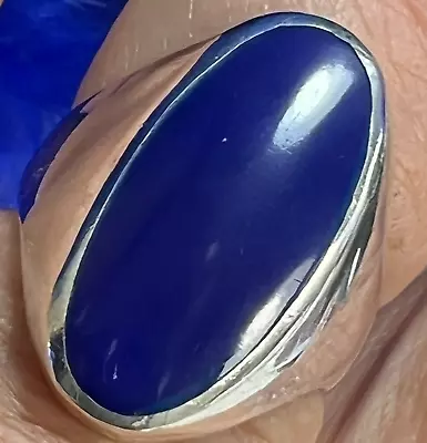 Vintage Men's LAPIS 0.925 Sterling Silver 7/8  N To S Band Unisex Ring Size 10 • $210.95