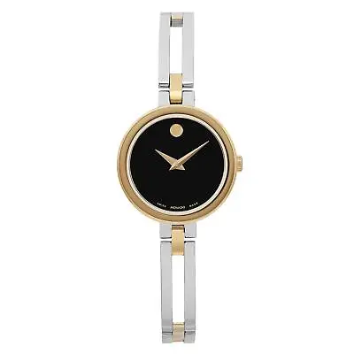 Movado Esperanza 25mm Two Tone Steel Black Dial Quartz Ladies Watch 0607472 • $299