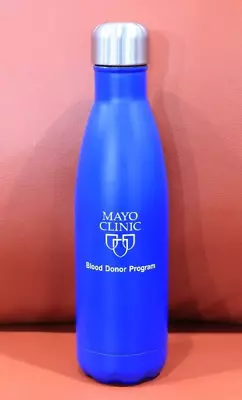 MAYO CLINIC Blood Donor Program 18oz Stainless Insulated Water Bottle-Blue • $3