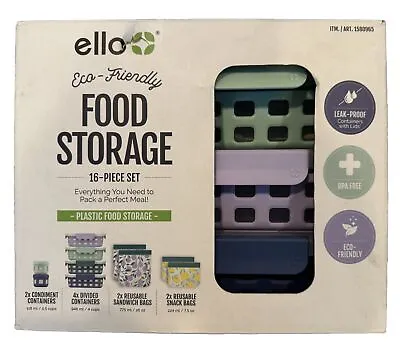 Ello Eco Friendly Food Storage 16 Piece Set Plastic Food Storage NIB • $31.75