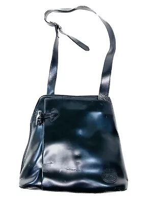 Rare Vintage Longchamp Paris Patent Black Leather Handbag Side Zip • $83.39