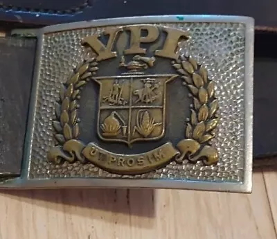 Vintage Old Leather Belt & Metal Buckle From VPI Virginia Polytechnic Institute  • $17.50