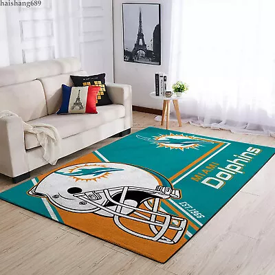 Miami Dolphins Flannel Carpet Anti-Skid Area Rugs Living Room Bedroom Floor Mats • $19.94