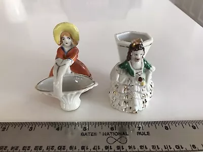 Vintage Made In Occupied Japan Hand Painted Miniature Lady Vases Lot Of 2 • $5.99