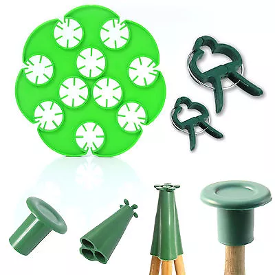 GARDEN BAMBOO SUPPORTS/CAPS/ENDS/CLIPS Plant Bean Stick Protector Topper Holder • £3.61