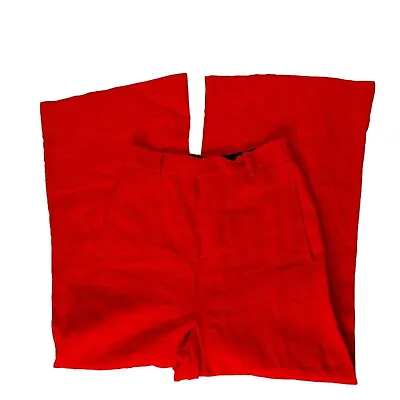 Zara Woman's Flare Leg Dress Pants Size XS Solid Red Orange Business Casual • $30.02