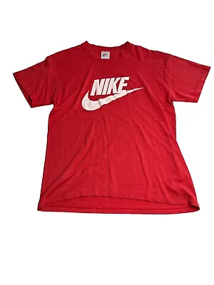 VTG 80s Nike Sportswear USA Single Stitch Shirt White Swoosh Thin L Made In USA • $22.25