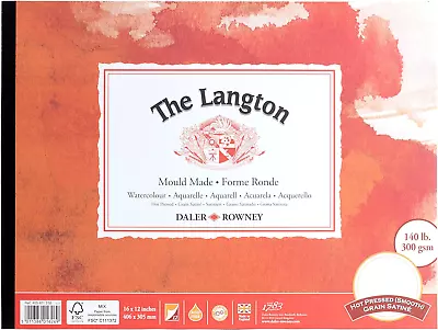 Daler-Rowney The Langton Hot-Pressed 300Gsm 16 X12 Inch Watercolour Paper Pad G • £34.97
