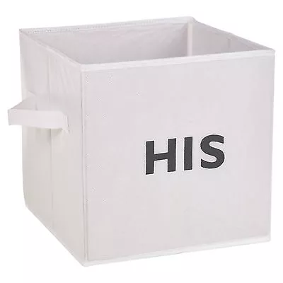 His Hers Foldable Collapsible Fabric Canvas Storage Organiser Bedroom Drawer Box • £6.49