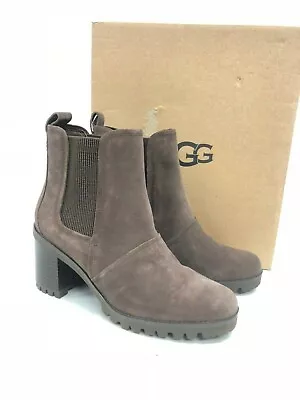 Ugg Australia Women's Hazel Ankle Boots Pinewood Suede 1103766 Heel Waterproof • $107.99