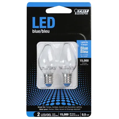 Feit Electric Acre C7 E12 (Candelabra) LED Bulb Blue 0.5 Watt Equivalence 2 Pk • $8.56