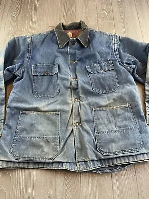 Vintage Big Mac Chore Jacket Mens 54 Denim JC Penny Blanket Lined Work Barn Coat • $71.10