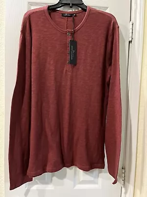 NWT Marc Anthony  Men's Size Large Burgundy Long Sleeve 4 Button Closure Top* • $18